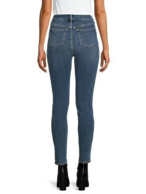 Time & Tru Women's High Rise Curvy Skinny Jeans Size 8 Medium Wash Denim New - Thumbnail 2
