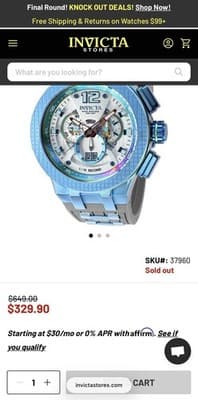 37960🔥🔥 RARE!!! Invicta Speedway Swiss Ronda 5050.C Watch - 52mm Blue, Grey - Thumbnail 9
