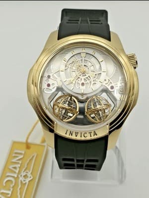 Invicta Men's Watch Specialty Silver Dial Yellow Gold Case Silicone Strap 47375 - Image 1