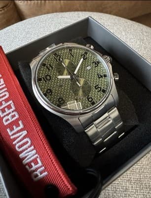 Chase Durer CDW-0094 Men's Watch 45mm Steel Army Green Carbon Fiber Dial New! 🔥 - Thumbnail 3