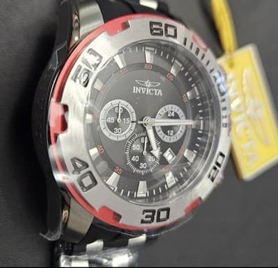 Invicta Pro Diver SCUBA Men's Quartz Watch Black/Red/Silver 22307 NIB - Thumbnail 4