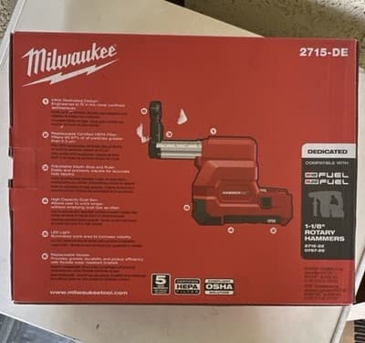 Milwaukee 2715-DE M18 HAMMERVAC 1-1/8” Dedicated Dust Extractor New In Box - Thumbnail 3