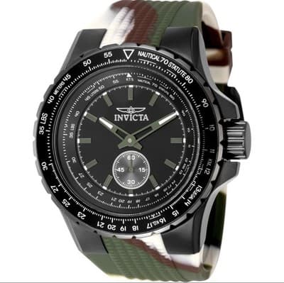 Invicta Men's Watch Aviator Quartz Black Dial Camouflage Silicone Strap 49320 - Image 1