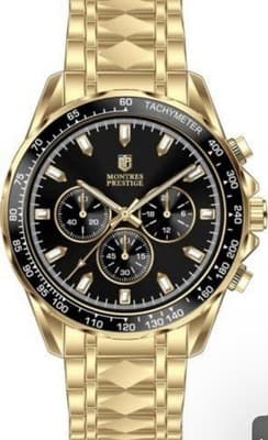 NEW MPW-0344 INVICTA Montres Prestige Men 44.5mm Metal Gold Black PC21S Quartz - Image 1