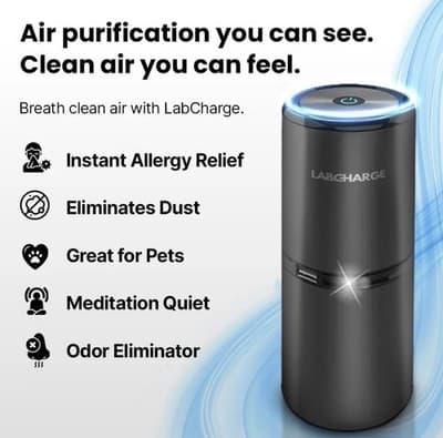 LabCharge Compact Air Purifier - Covers 250 Sq Ft - Ideal for Bedroom or Dorm... - Thumbnail 3