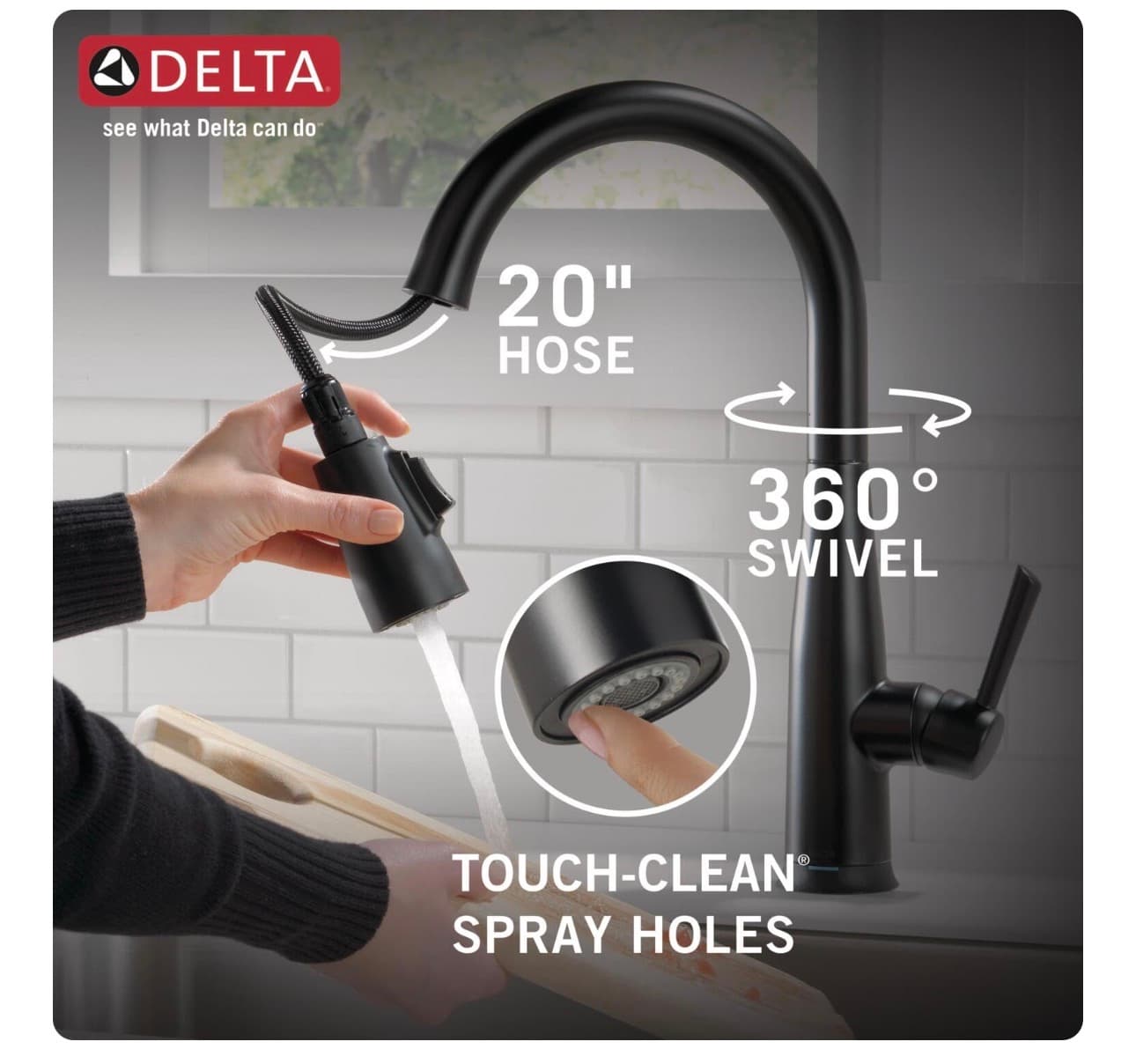 New Delta Matte Black Pull-Down Kitchen Faucet - Thumbnail 8