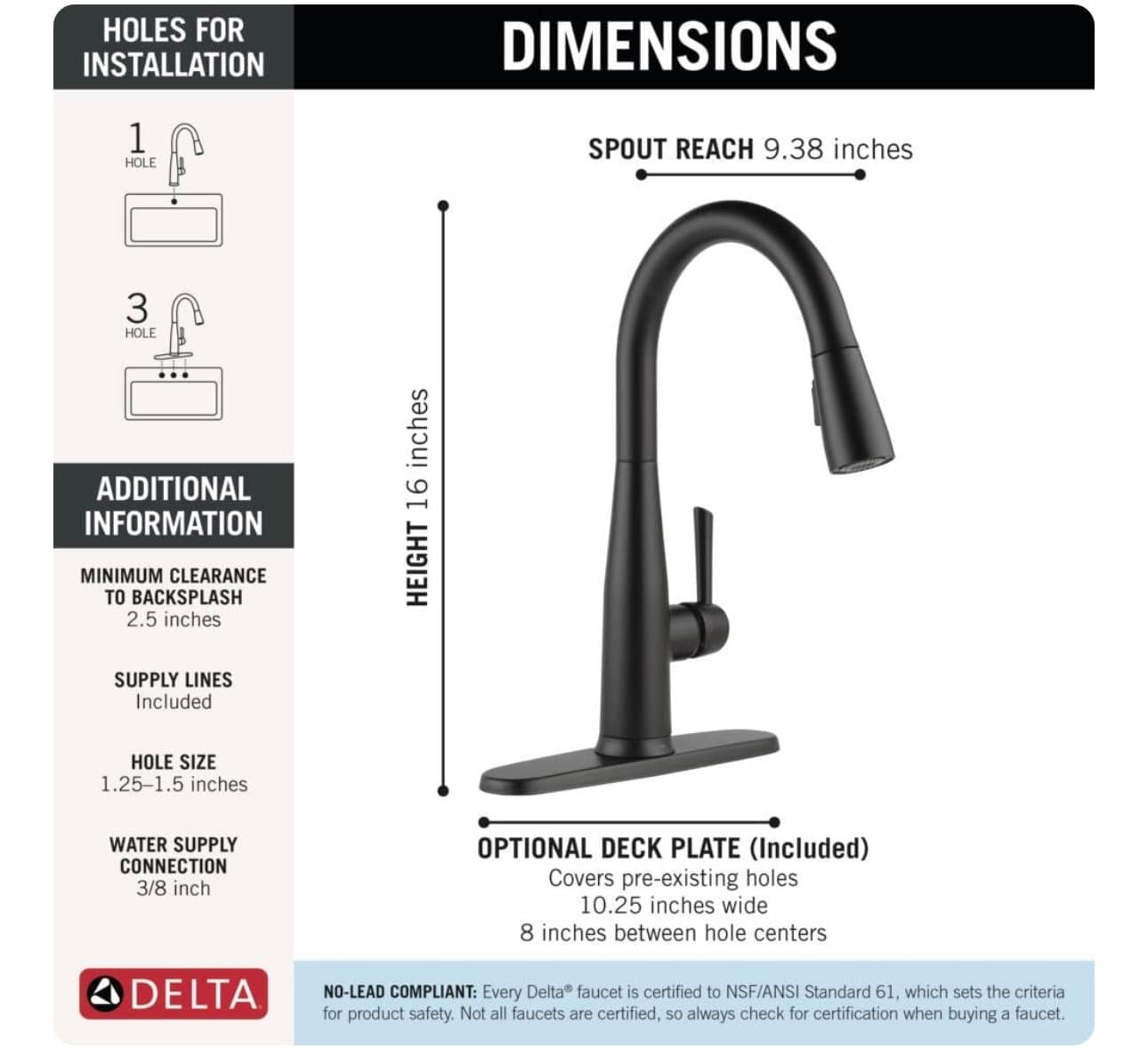 New Delta Matte Black Pull-Down Kitchen Faucet - Thumbnail 6