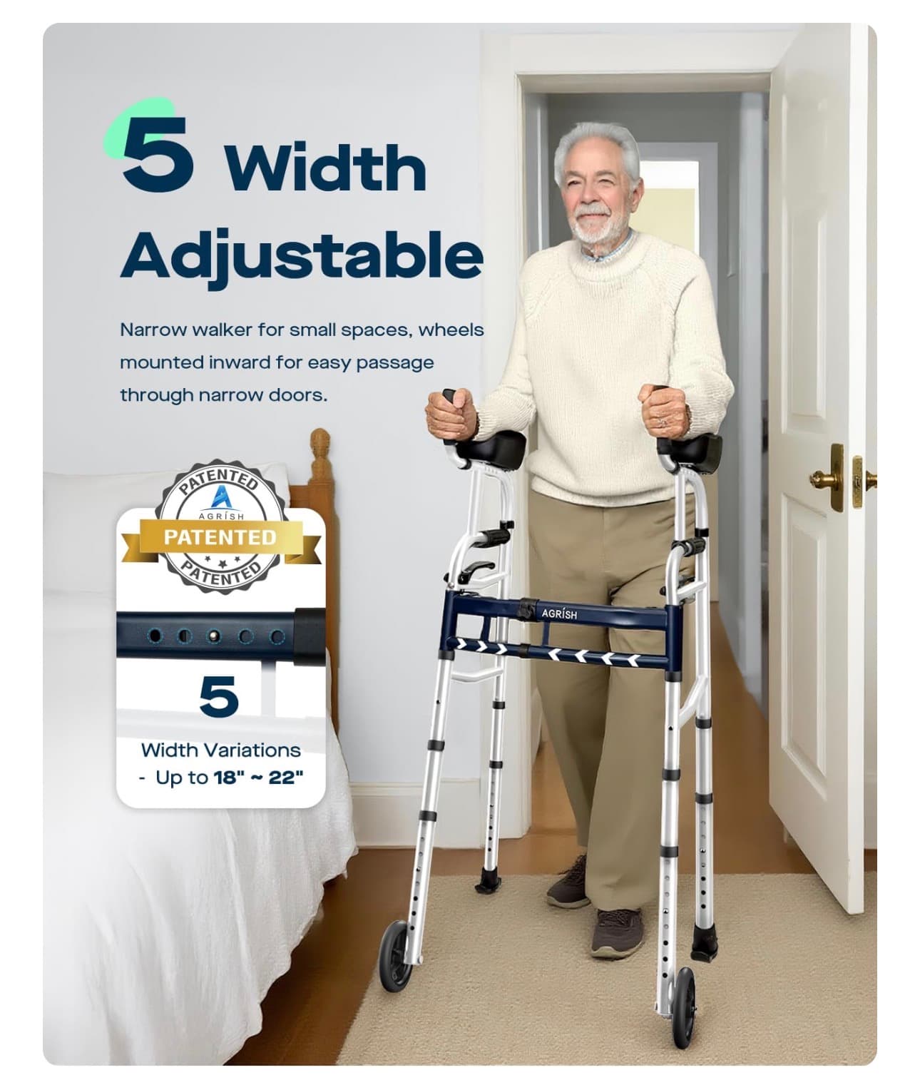 New in Box Bariatric Adjustable Walker with Removable Armrests - up to 450lbs - Thumbnail 3