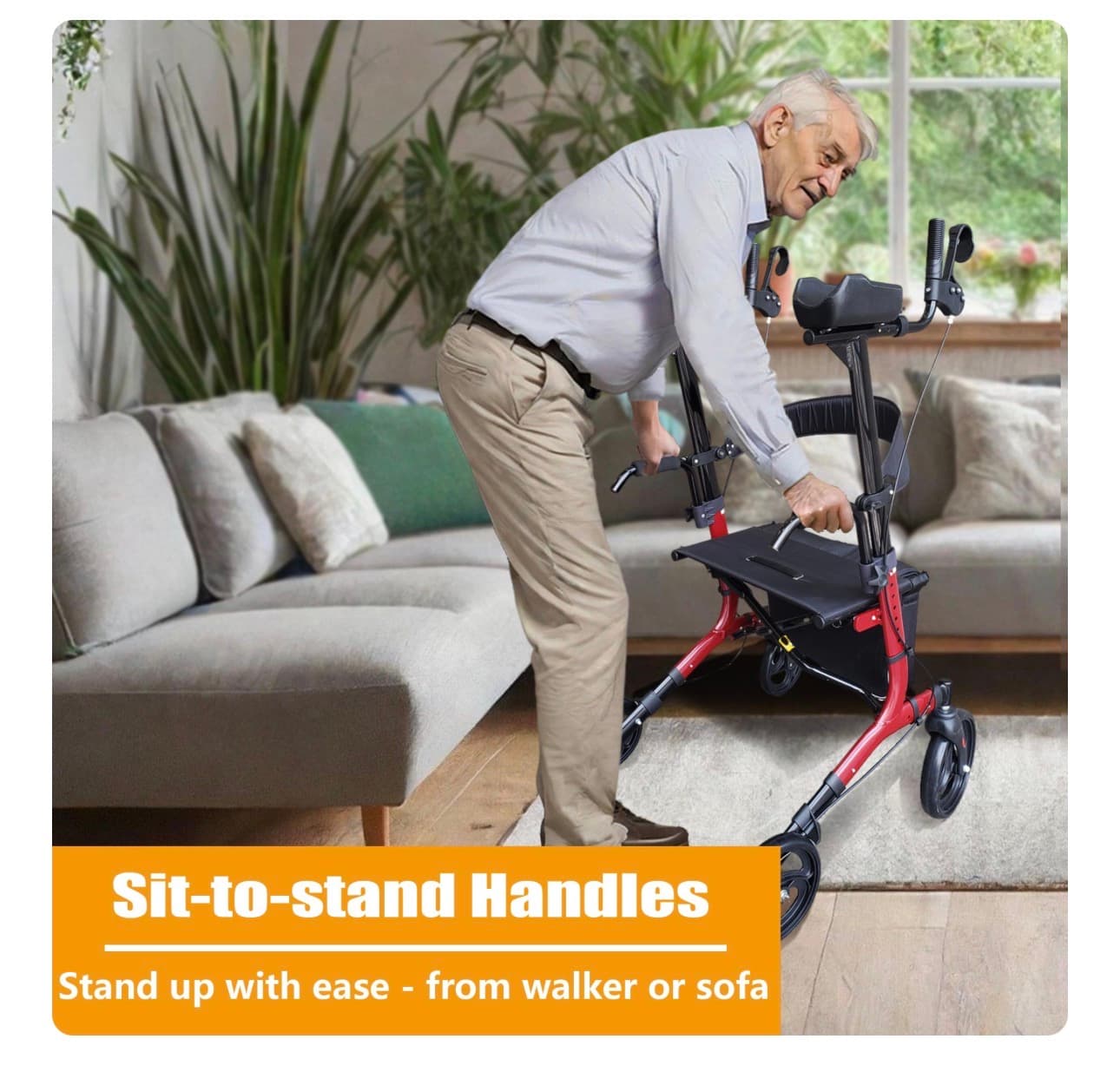 New in Box Rollator Walker with Adjustable Height and Padded Armrests - Thumbnail 7