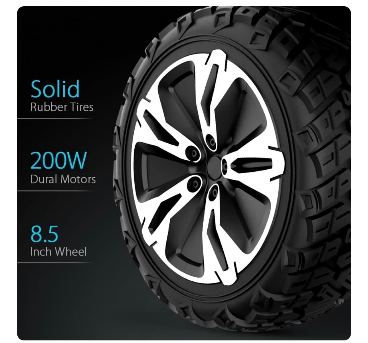New All-Terrain Hoverboard with LED Lights and Rugged Tires - Thumbnail 4