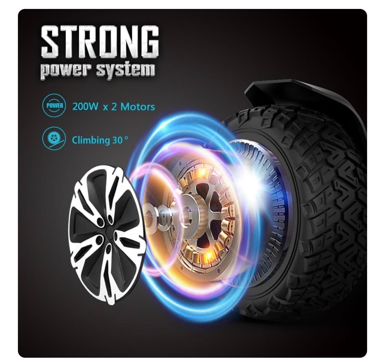 New All-Terrain Hoverboard with LED Lights and Rugged Tires - Thumbnail 7