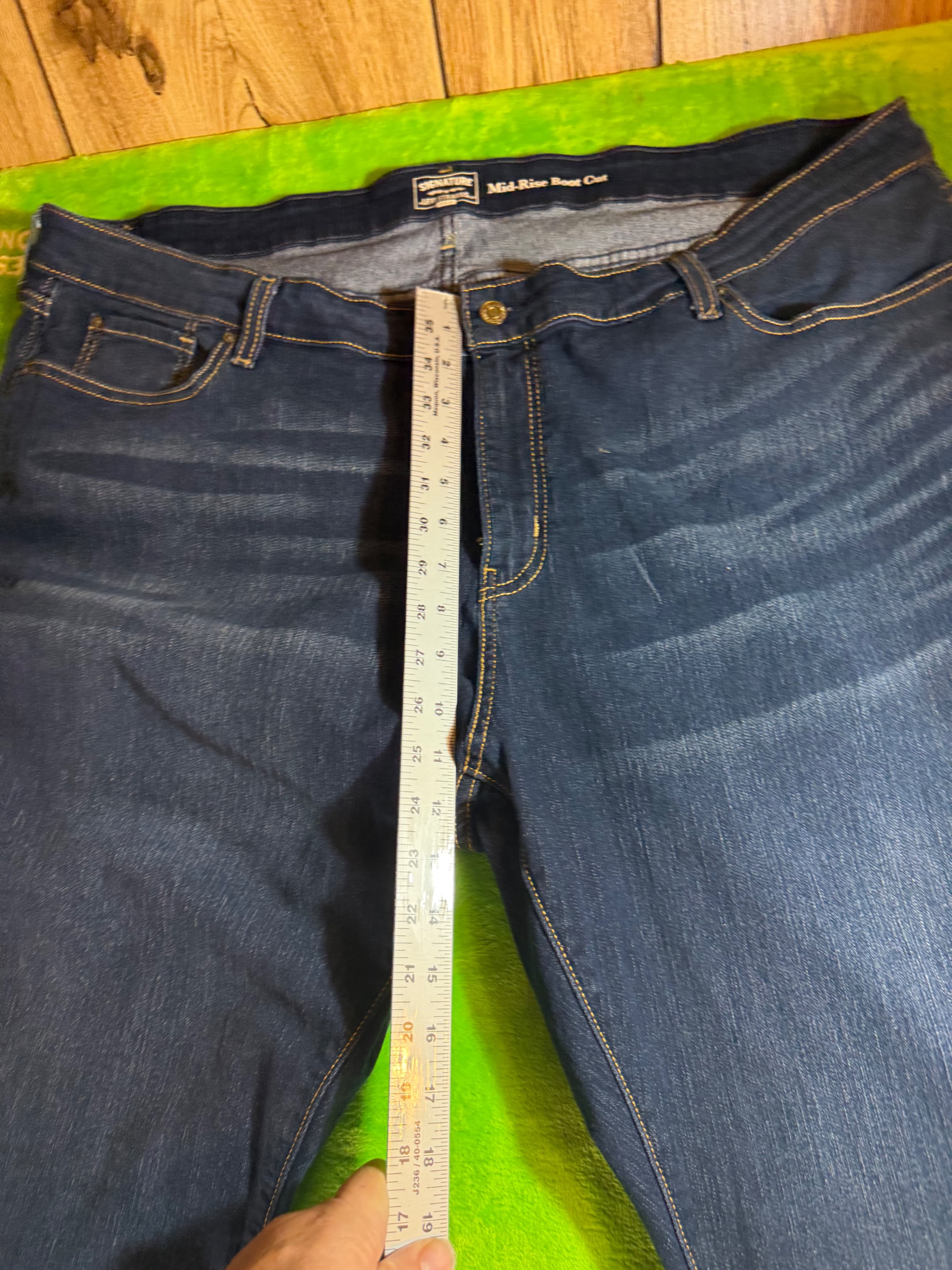 Signature Levi Strauss Gold Womens Plus 26S W38 L30 Mid Rise Boot Cut Jeans Dark - Thumbnail 9