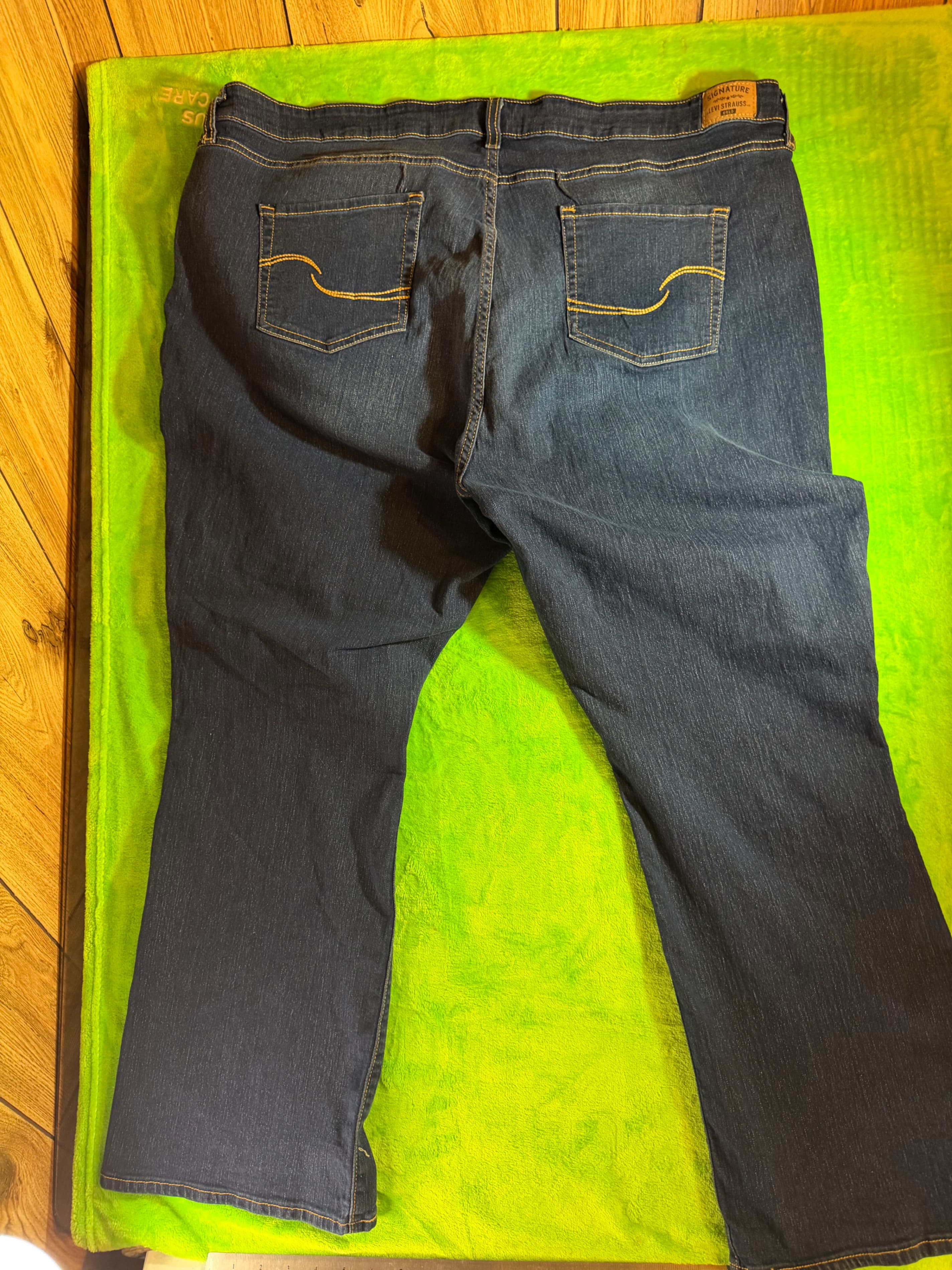Signature Levi Strauss Gold Womens Plus 26S W38 L30 Mid Rise Boot Cut Jeans Dark - Thumbnail 2