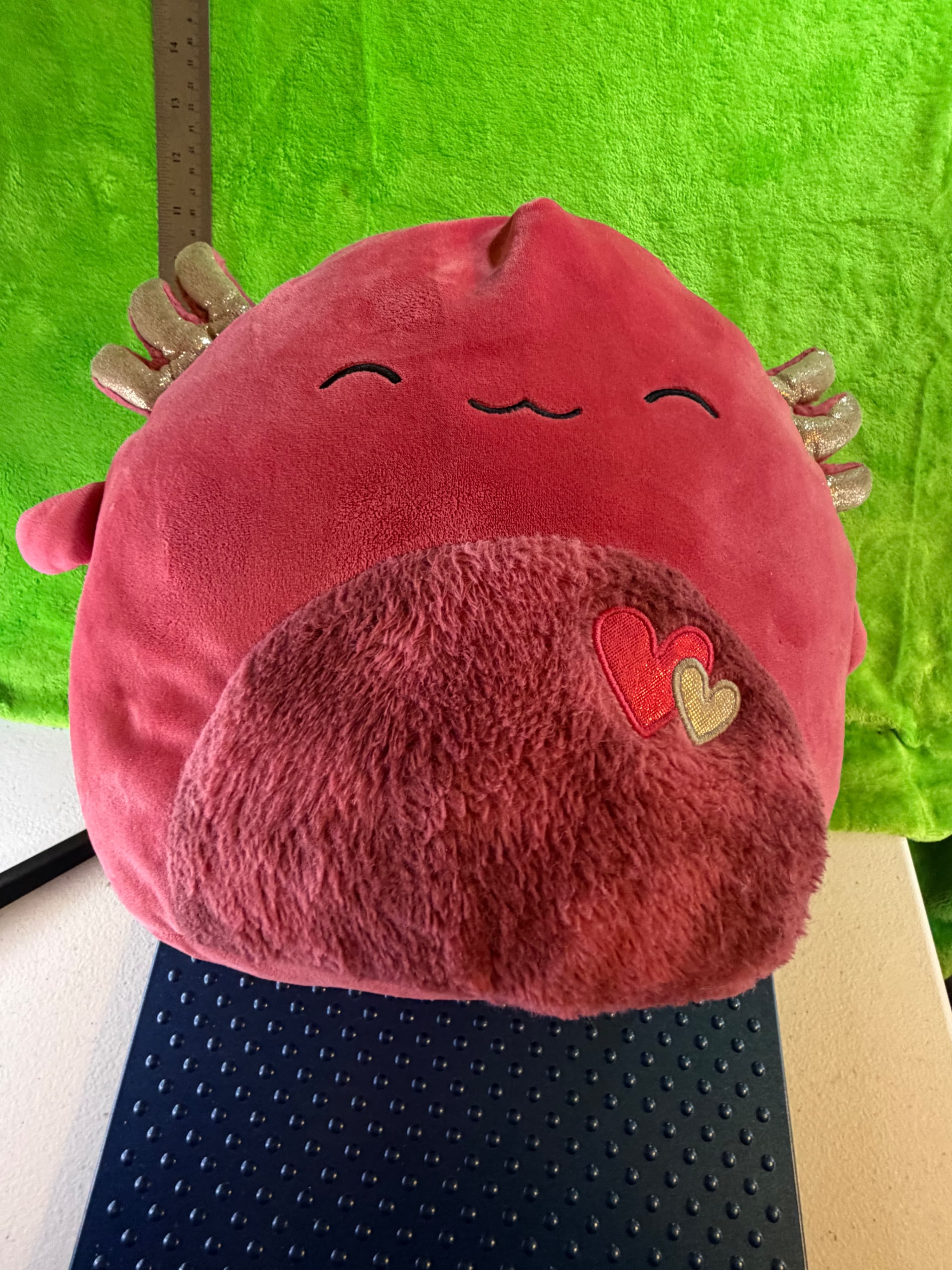 Squishmallows IndieMae 12" Red Axolotl Valentine Hearts Fuzzy Belly Plush 2024 - Image 1