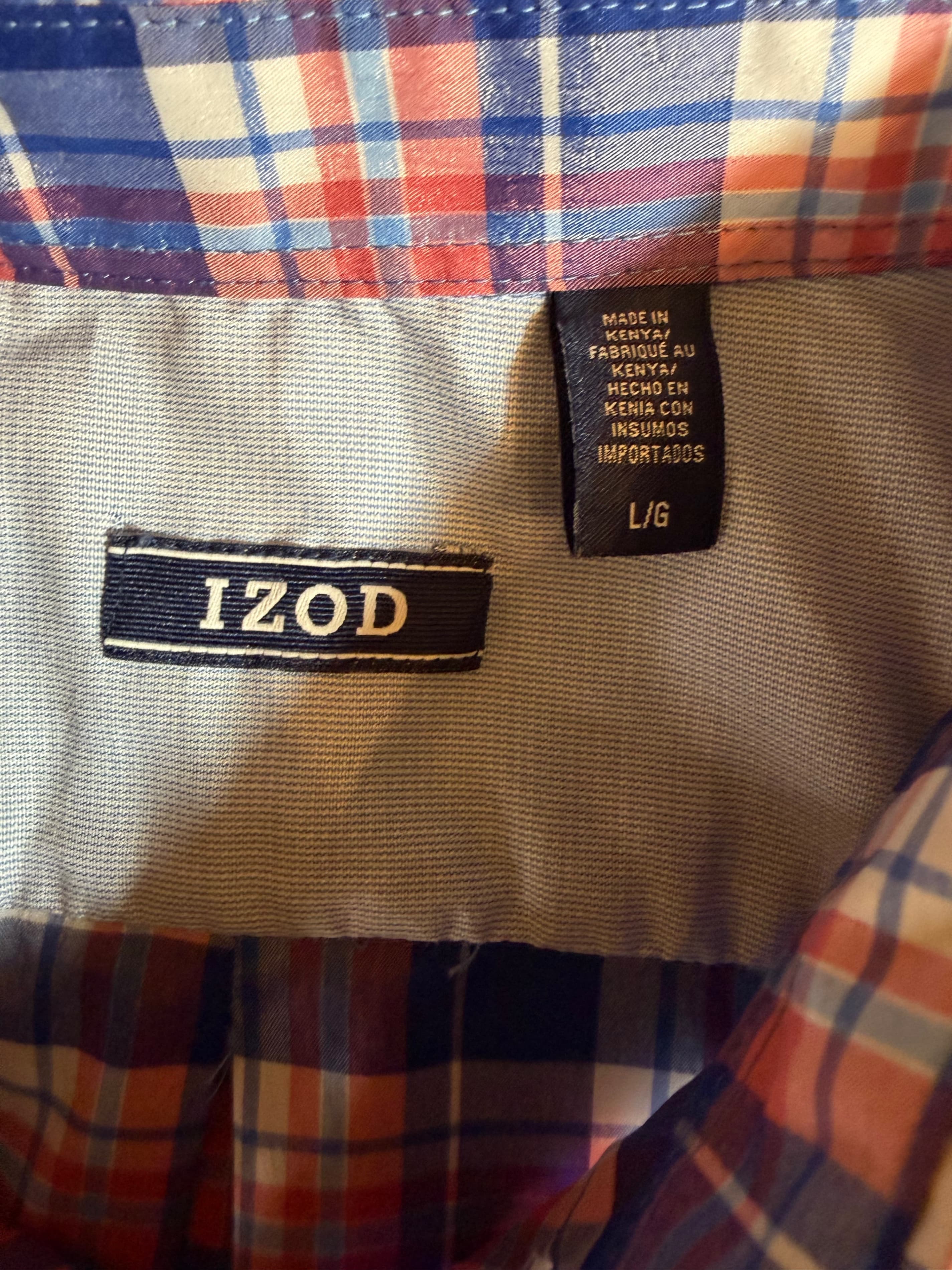 Izod Plaid Short Sleeve Button-Up Shirt Size M - Thumbnail 3