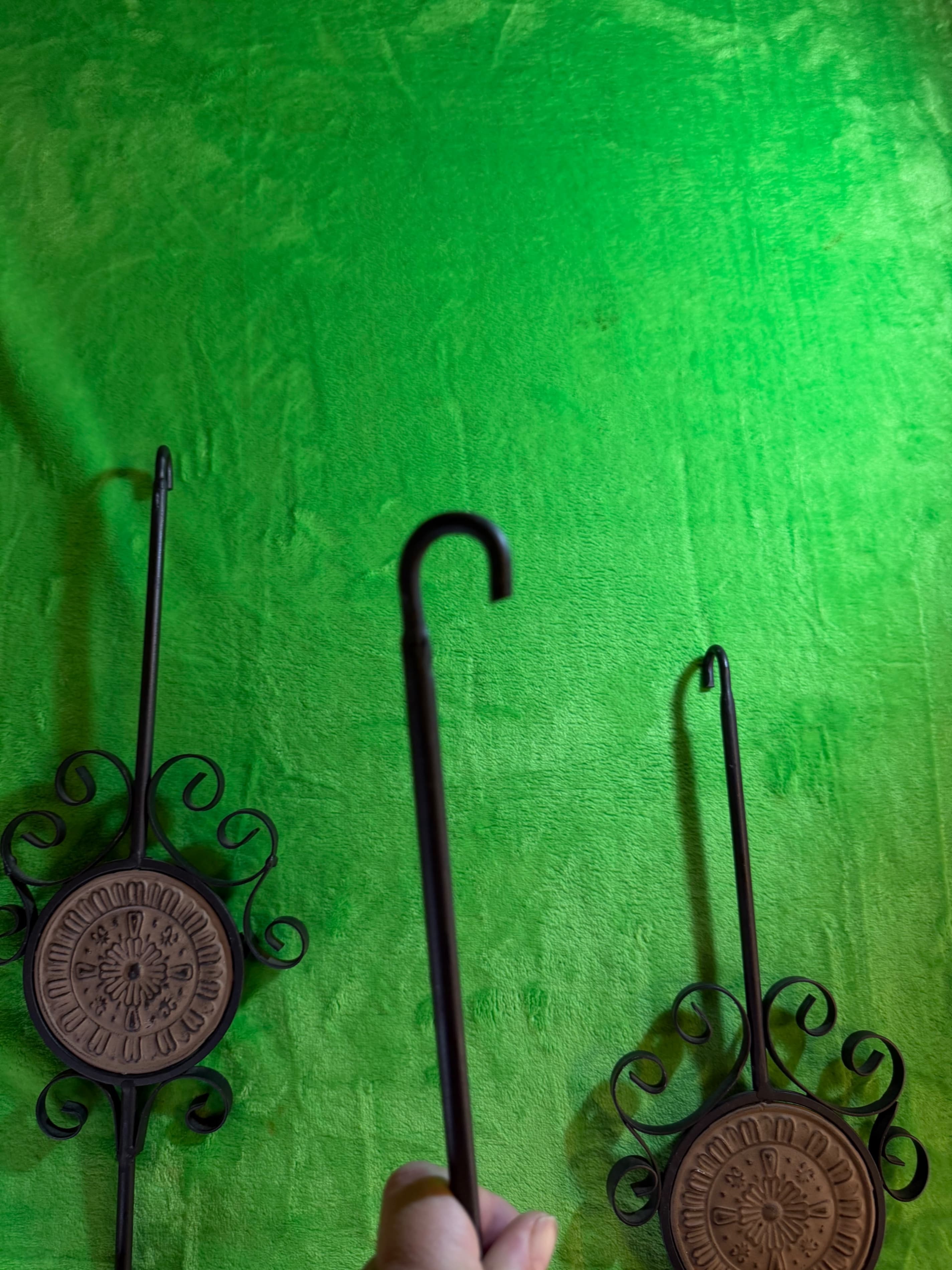 Set of 3 Wrought Iron Scroll Wall Candle Holders with Medallion Design - Thumbnail 3