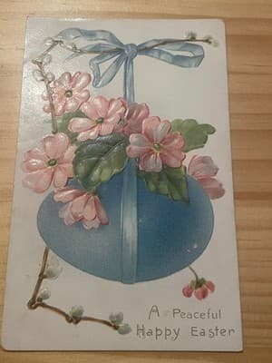 Vintage Embossed Easter Postcard A Peaceful Happy Easter Produced in Germany - Image 1