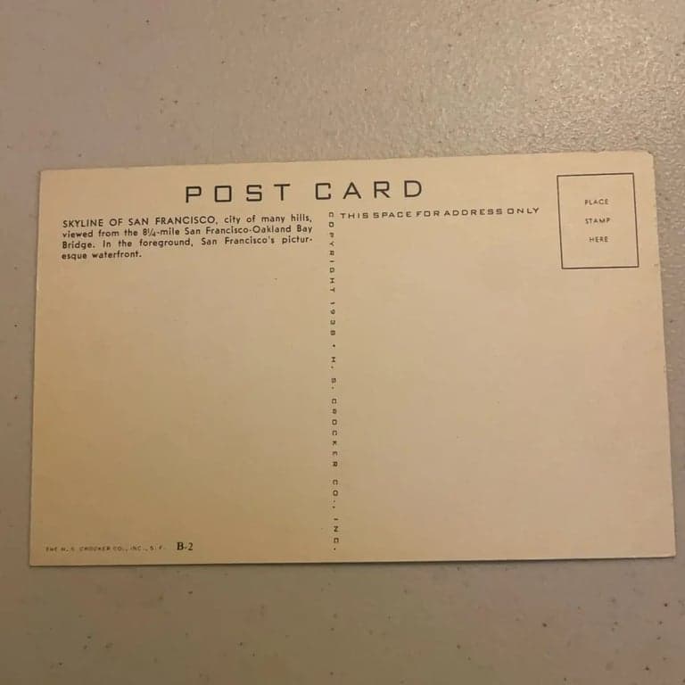 Vintage 1938 Postcard Panoramic photo View Skyline of San Francisco California - Thumbnail 2