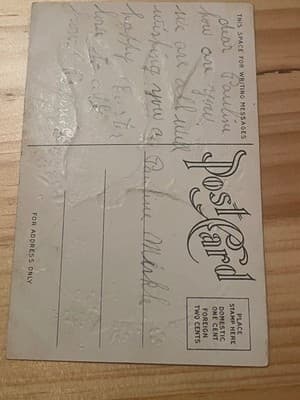 Vintage Easter Postcard A Loving Easter Rabbits Embossed Silvered Vellum - Thumbnail 2