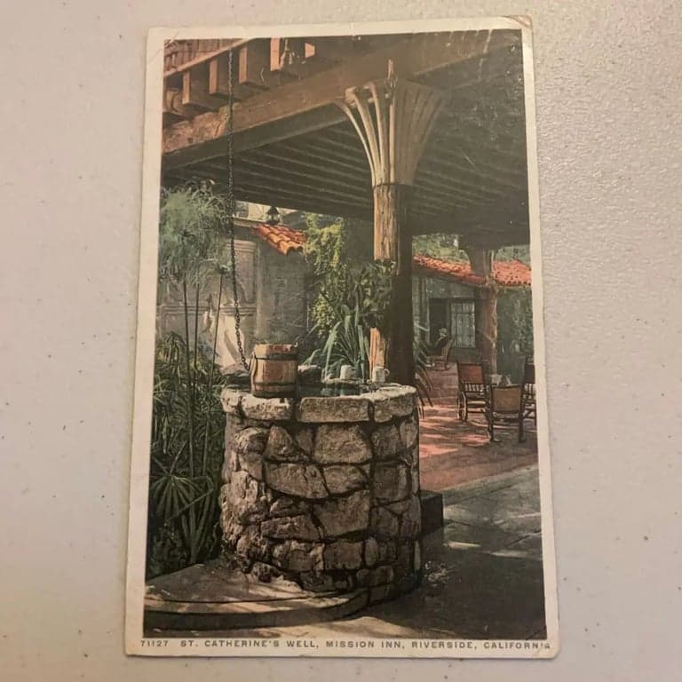 1919 St. Catherine Well, Glenwood Mission Inn Riverside, CA Postcard - Image 1