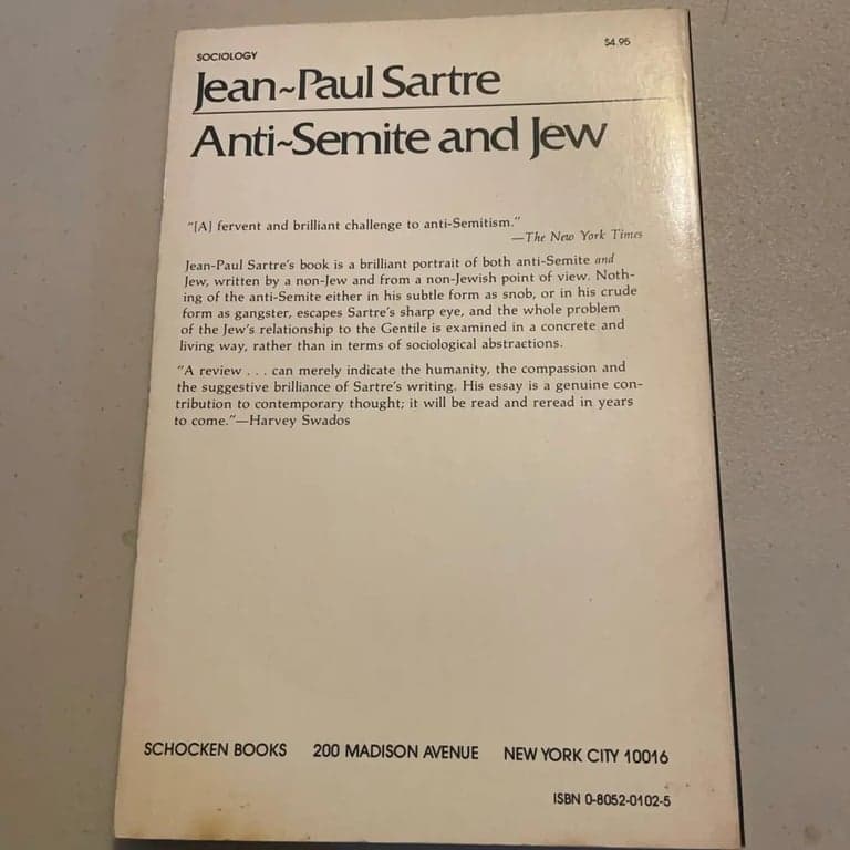 Anti-Semite and Jew: Sartre, Jean-Paul: 9780805230048: Amazon.com: Books - Thumbnail 2