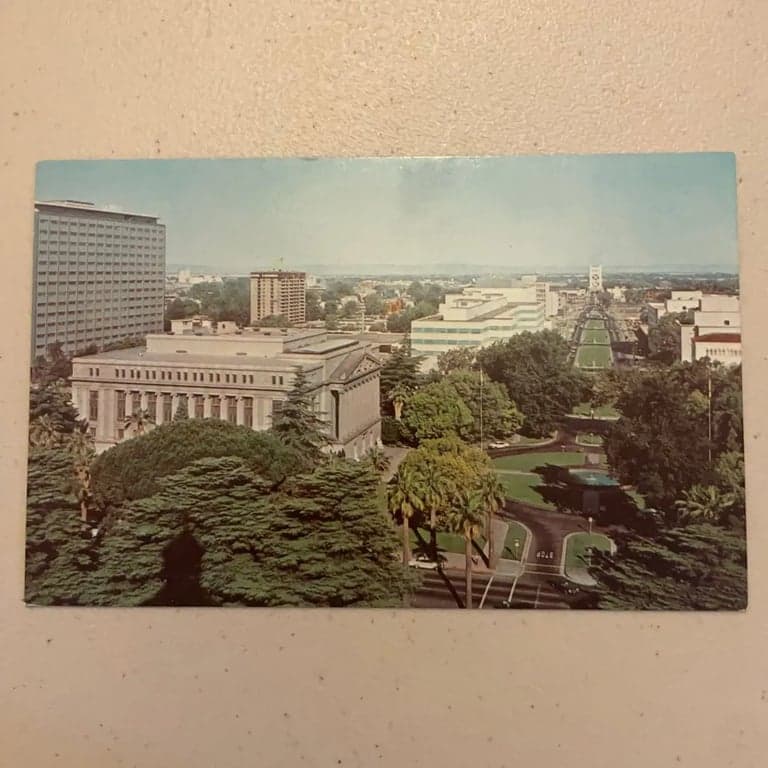 Postcard California Sacramento CA State Capitol Mall Aerial View 1960s Chrome | - Image 1