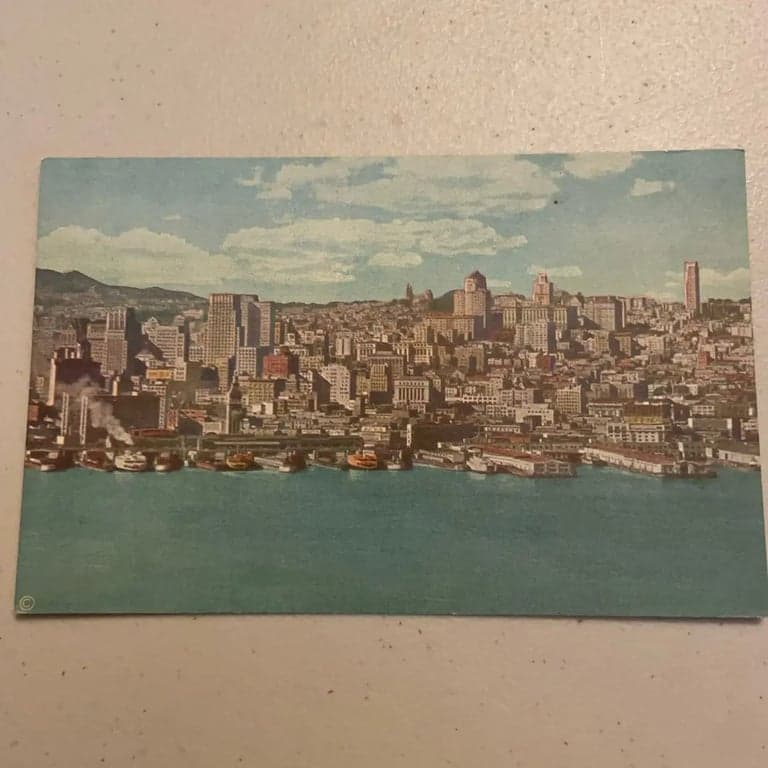 Vintage 1938 Postcard Panoramic photo View Skyline of San Francisco California - Image 1