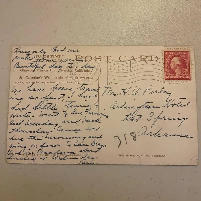 1919 St. Catherine Well, Glenwood Mission Inn Riverside, CA Postcard - Thumbnail 2