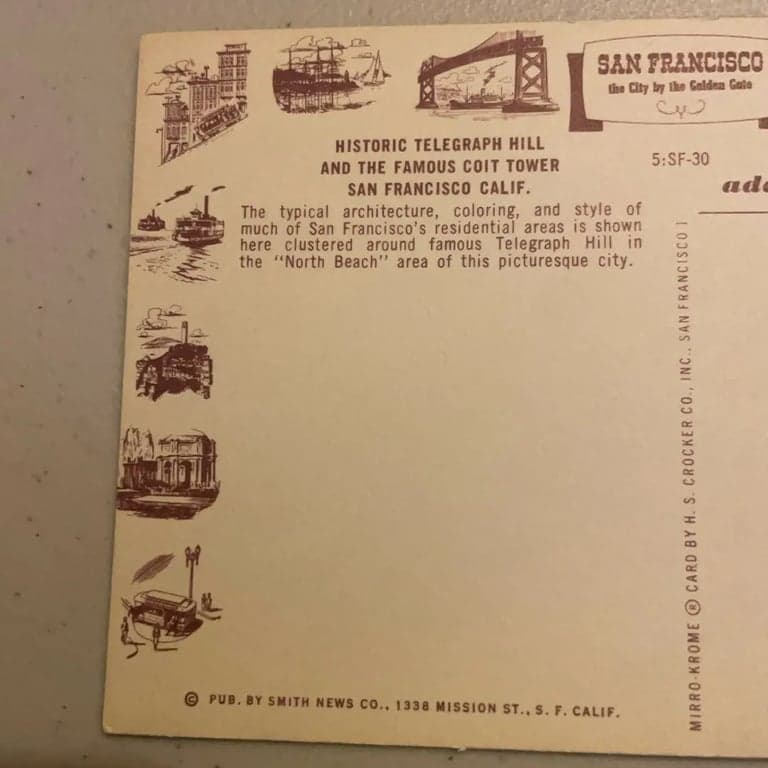 Vintage San Francisco Coit Tower Postcard - Thumbnail 4