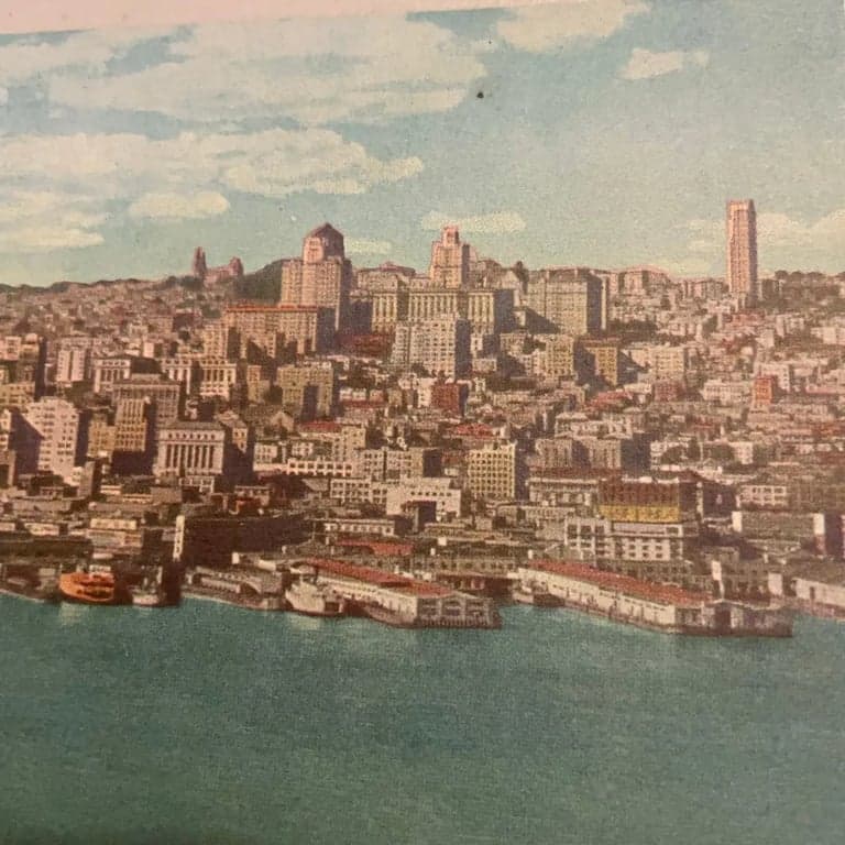 Vintage 1938 Postcard Panoramic photo View Skyline of San Francisco California - Thumbnail 5