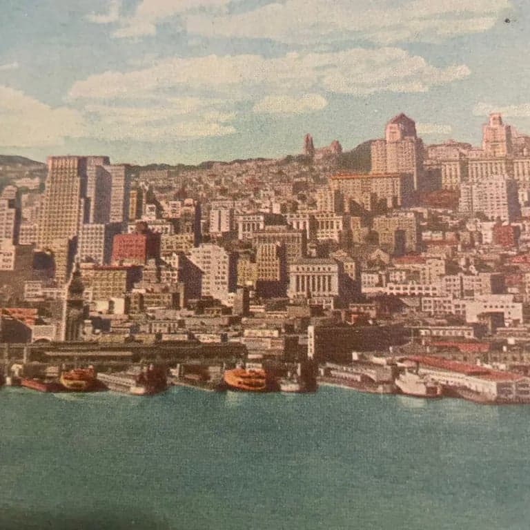 Vintage 1938 Postcard Panoramic photo View Skyline of San Francisco California - Thumbnail 4
