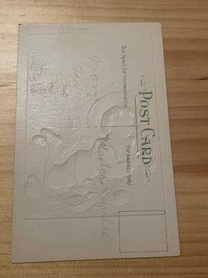 Vintage Easter Postcard Embossed Girl Chicken Egg Printed in Germany Unposted - Thumbnail 2