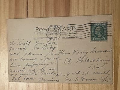 Vintage 1922 Valentine Postcard Pansies To My Valentine Floral Poem Made in USA - Thumbnail 2