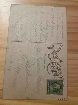 Vintage Embossed A Happy Easter Postcard Girl With Lamb Glitter 1c Stamp Used - Thumbnail 2