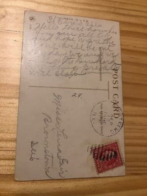 Vintage Early 1900s Romantic Couple Fishing Seaside Postcard Postmarked USA - Thumbnail 2