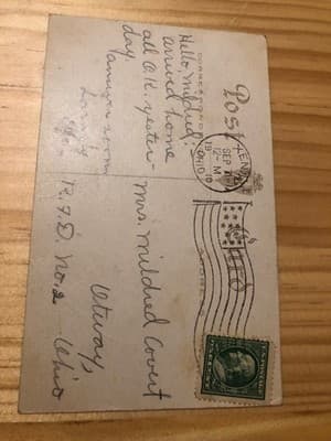 Vintage Embossed Postcard Couple Swing Fabric Applique Red Skirt Postmark 1910 - Thumbnail 2