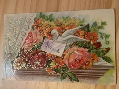 Raphael Tuck & Sons Postcard Easter Fancies 1915 Embossed Gold Floral Grace - Image 1