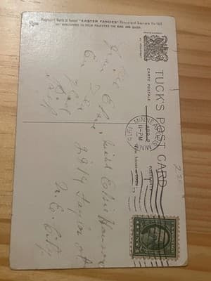 Raphael Tuck & Sons Postcard Easter Fancies 1915 Embossed Gold Floral Grace - Thumbnail 2