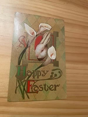 Vintage Easter Postcard Bunny Calla Lilies Postmarked 1924 Cleveland OH Used - Image 1