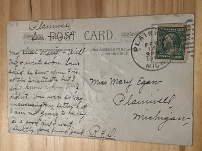 Vintage Embossed Valentine Postcard Cupid Cherub To My Valentine Plainwell MI - Thumbnail 2