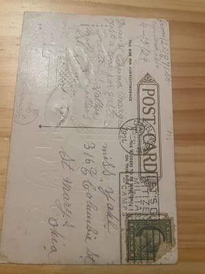 Vintage Easter Postcard Bunny Calla Lilies Postmarked 1924 Cleveland OH Used - Thumbnail 2
