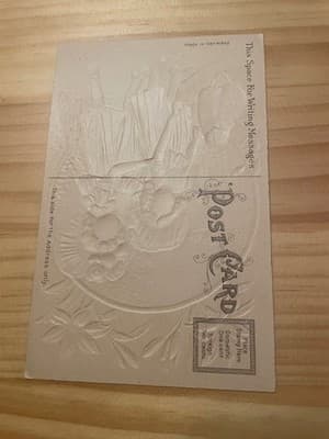 Vintage Embossed Easter Postcard Made in Germany Children Chicks Applied Fabric - Thumbnail 2