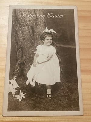 Vintage A Serene Easter Postcard Child Girl Lilies Unused Made in USA No 2321 - Image 1