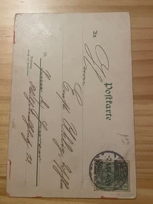 German Easter Postcard 1905 Fröhliche Ostern Angel Violets Postmarked 5pf Stamp - Thumbnail 2