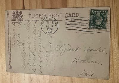 Raphael Tuck Sons Antique Valentine Postcard 1915 Fort Wayne Cherubs To My Love - Thumbnail 2