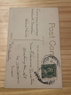 Vintage Embossed Easter Postcard Chicks Nest Eggs Blue Ribbon Postmarked Stamped - Thumbnail 2