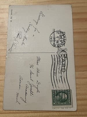 Vintage Easter Postcard Hat Eggs Poem Handwritten Addr Postmarked 1c - Thumbnail 2