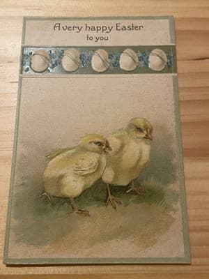 Vintage Easter Postcard Chicks Embossed A Very Happy Easter To You Unposted - Image 1