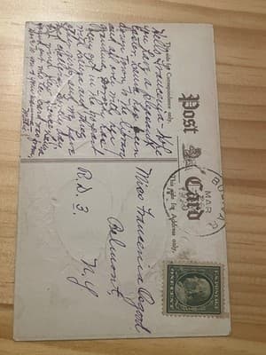 Vintage Embossed Easter Postcard Chicks Gold Foil One Cent Stamp Postmark Old - Thumbnail 2