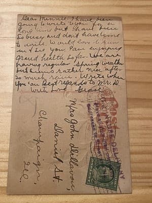 Vintage Easter Postcard Rabbits Chick Embossed A Joyful Eastertide Handwritten - Thumbnail 2
